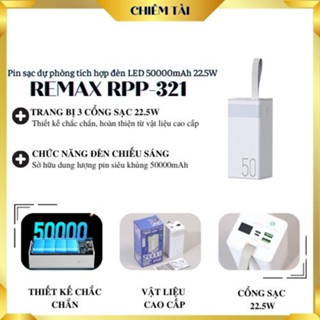 Pin sạc dự phòng tích hợp đèn LED 50000mAh 22.5W Remax RPP-321