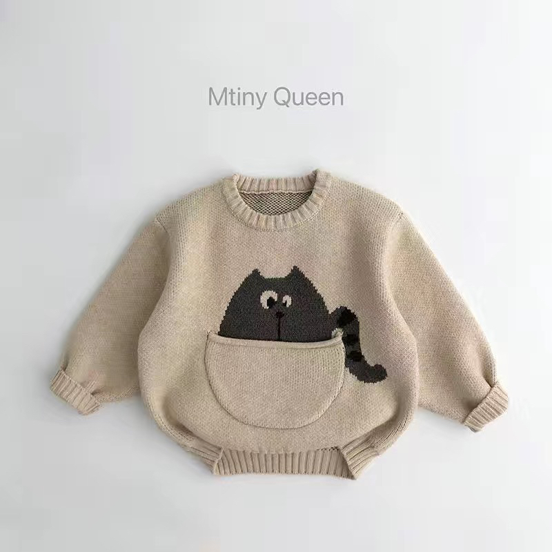 Áo len dài tay cho bé, áo len cổ tròn cho bé hãng Mtiny Queen