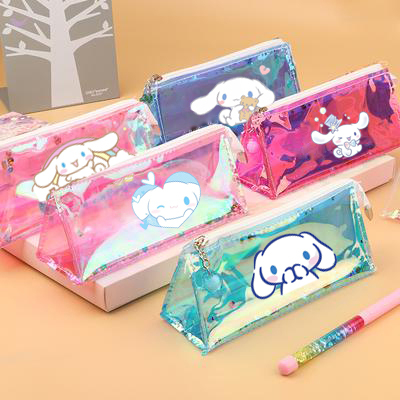 Hộp bút hologram kim tuyến chó trắng cinnamoroll bóp viết phản quang HHDI37a dễ thương hoạt hình