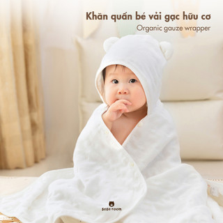 Khăn tắm, khăn quấn sợi gạc hữu cơ cho bé sơ sinh, gạc 6 lớp siêu mềm và thấm hút