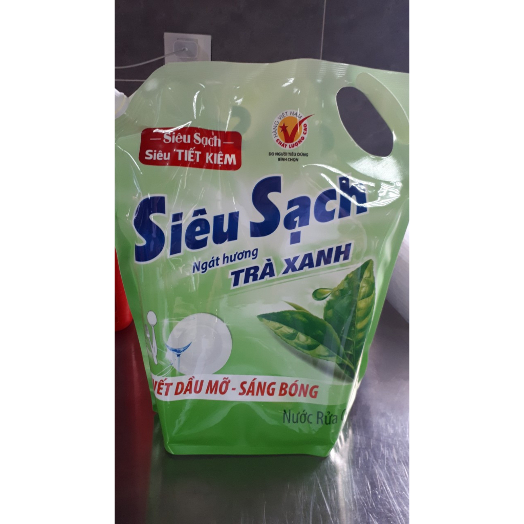 Túi nước rửa chén LIX siêu sạch hương trà xanh 3.5kg