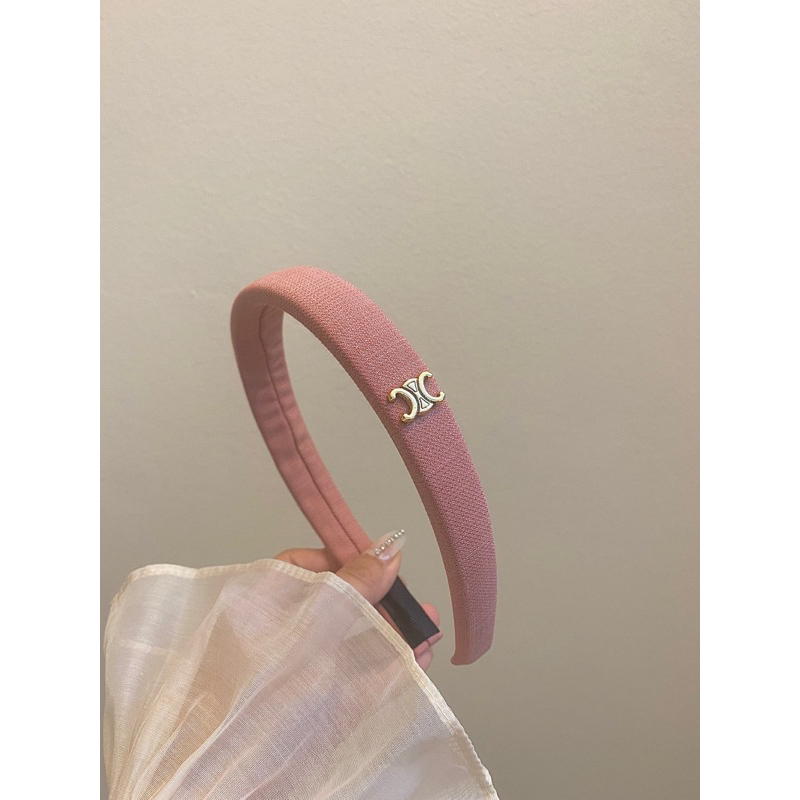 Bờm tóc băng đô kẻ xước đính tag vintage cho nữ B37