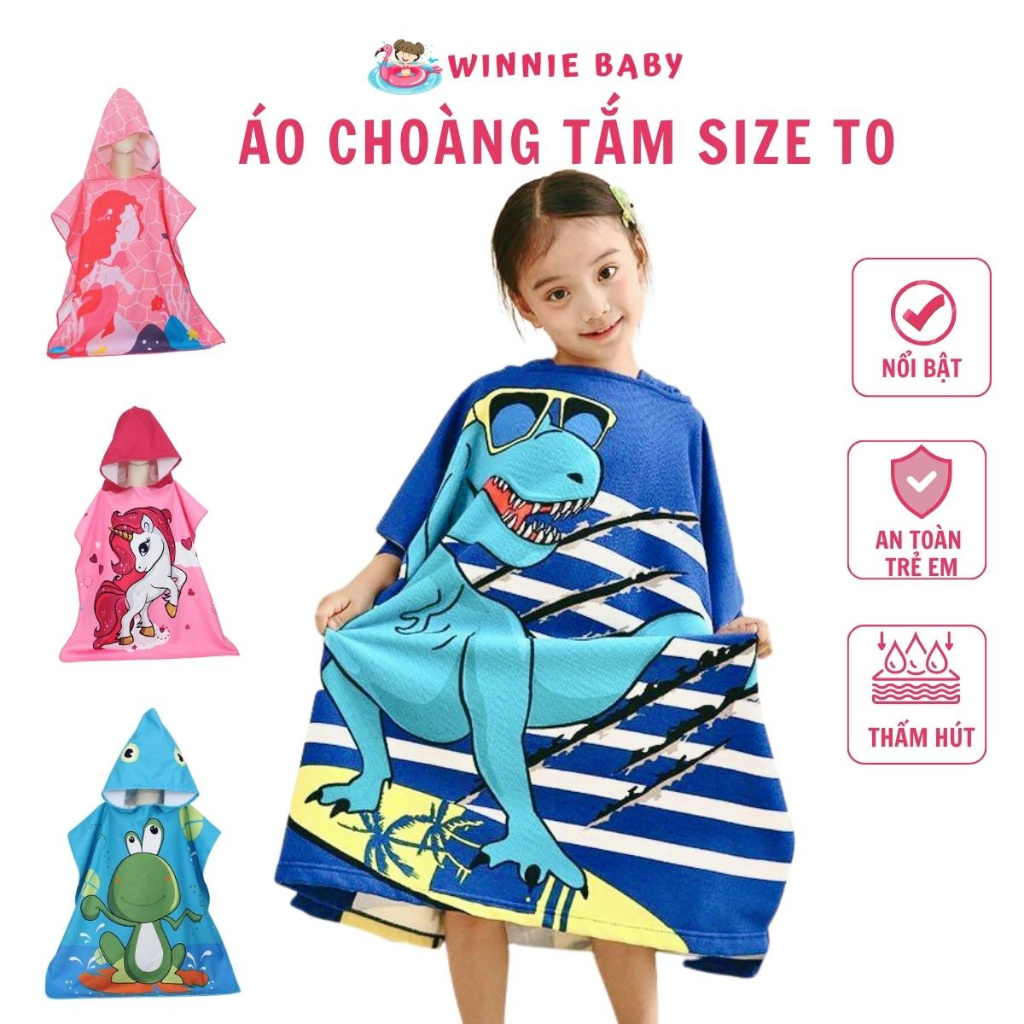 Khăn Choàng Đi Biển Cho Bé, Áo Choàng Đi Biển Cho Bé, Áo Khoác Chống Gió Lạnh Chống Nắng Siêu Thấm Hút Tốt