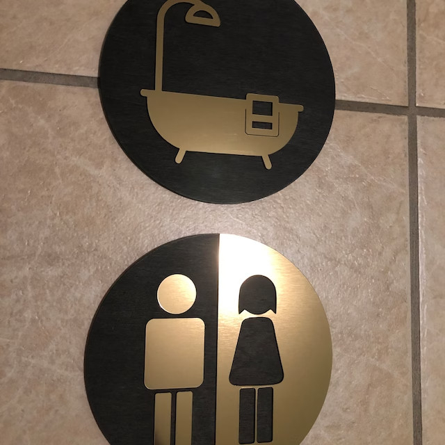 Sign cửa phòng tắm sang trọng, Bảng hiệu phòng tắm, Trang trí phòng tắm, Bảng hiệu cabin bằng Nhôm Aluminum chống nước