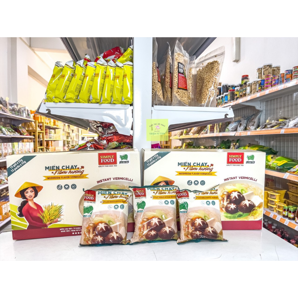 Miến Chay Gói Ăn Liền Nước Dùng Thơm Ngọt Từ Nấm Hương Thùng 15 Gói