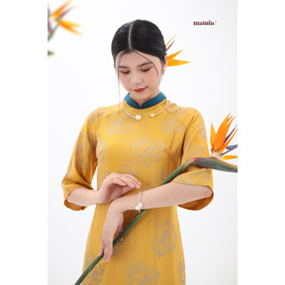 Áo dài châu anh chất gấm lụa hàn châu cao cấp - ma'mia