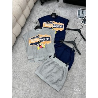 Set Mickey kèm chân váy bo trẻ trung cotton mềm mịn