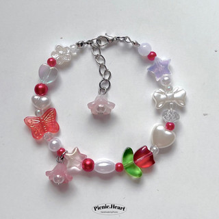 | Picnic Heart | 🎀🌷𝐓𝐔𝐋𝐈𝐏 𝐁𝐑𝐀𝐂𝐄𝐋𝐄𝐓🌷🎀 ( Vòng tay charms hoa tulip )