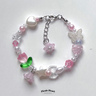| Picnic Heart | 🎀🌷𝐓𝐔𝐋𝐈𝐏 𝐁𝐑𝐀𝐂𝐄𝐋𝐄𝐓🌷🎀 ( Vòng tay charms hoa tulip )