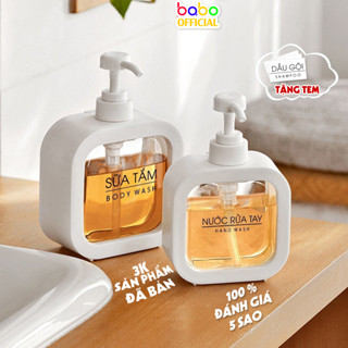 Chai đựng dầu gội đầu sữa tắm lọ đựng nước rửa tay phòng tắm trong suốt babo (TC25)