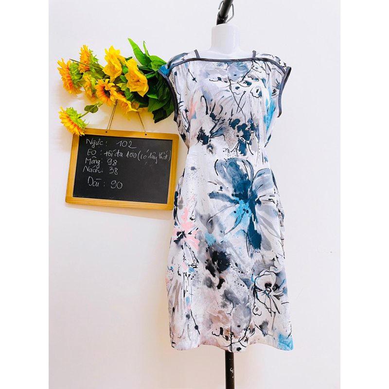 [FREESIZE,BIGSIZE] Đầm Hoa Lụa, Hai Lớp, 2hand