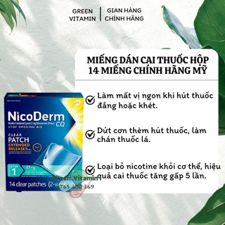 Nicoderm Step 1 21mg - Miếng dán cai thuốc hộp 14 miếng Chính Hãng Mỹ