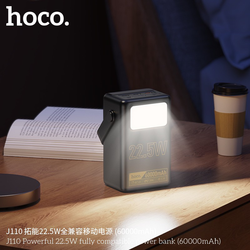 Pin dự phòng KACOCON HO CO J110 60000mAh QC 22.5W và PD 20W, có đèn led siêu sáng