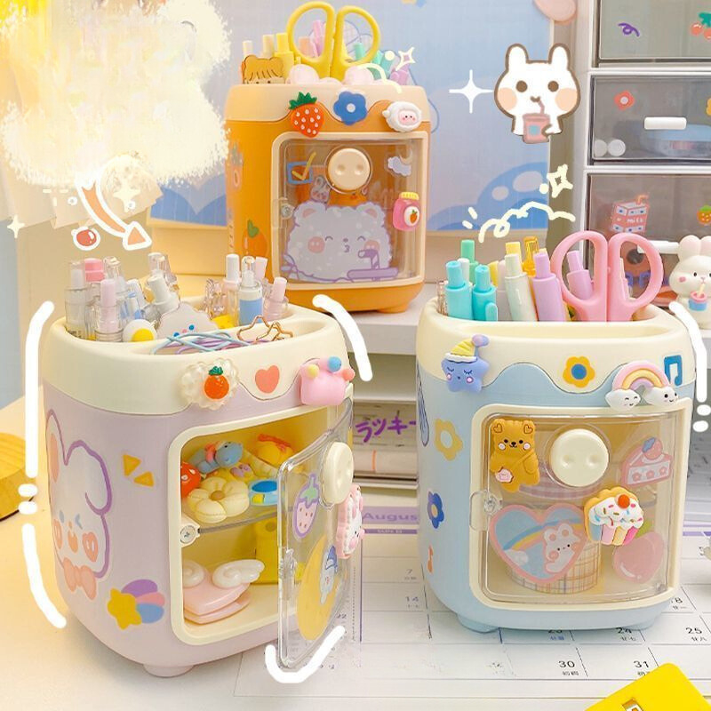 Hộp đựng bút, đồ makeup để bàn hình mũi lợn cute, đáng iu, kèm sticker - Hộp bút