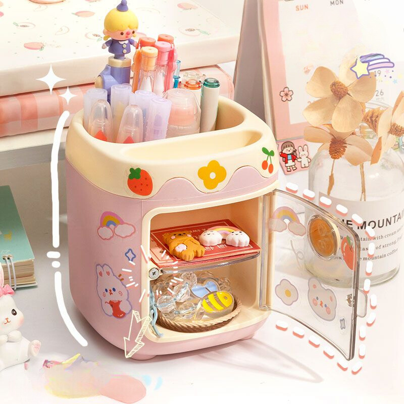 Hộp đựng bút, đồ makeup để bàn hình mũi lợn cute, đáng iu, kèm sticker - Hộp bút