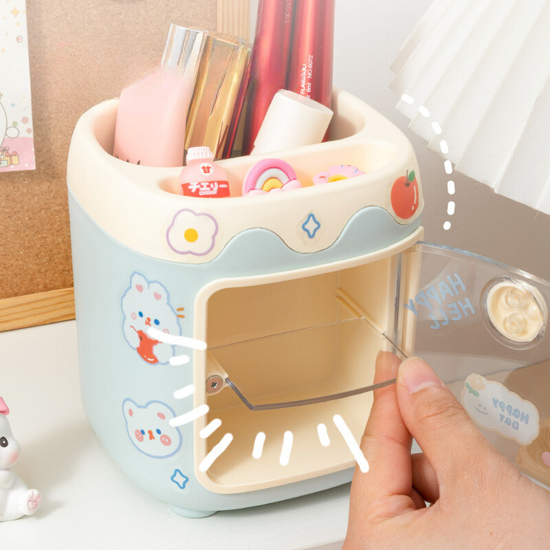 Hộp đựng bút, đồ makeup để bàn hình mũi lợn cute, đáng iu, kèm sticker - Hộp bút