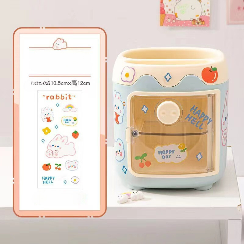 Hộp đựng bút, đồ makeup để bàn hình mũi lợn cute, đáng iu, kèm sticker - Hộp bút