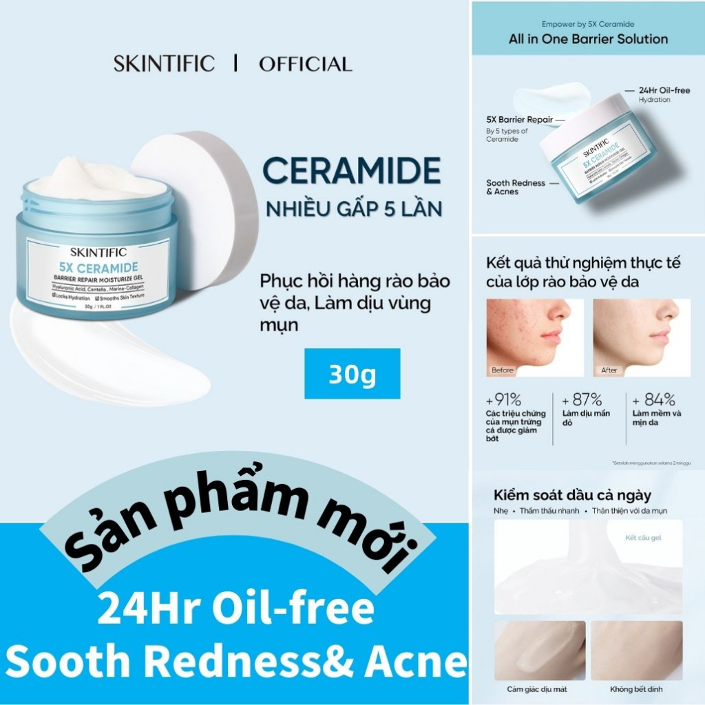 SKINTIFIC 5X Ceramide Barrier Repair Moisturize Gel 30g Kem dưỡng ẩm dành cho da mặt