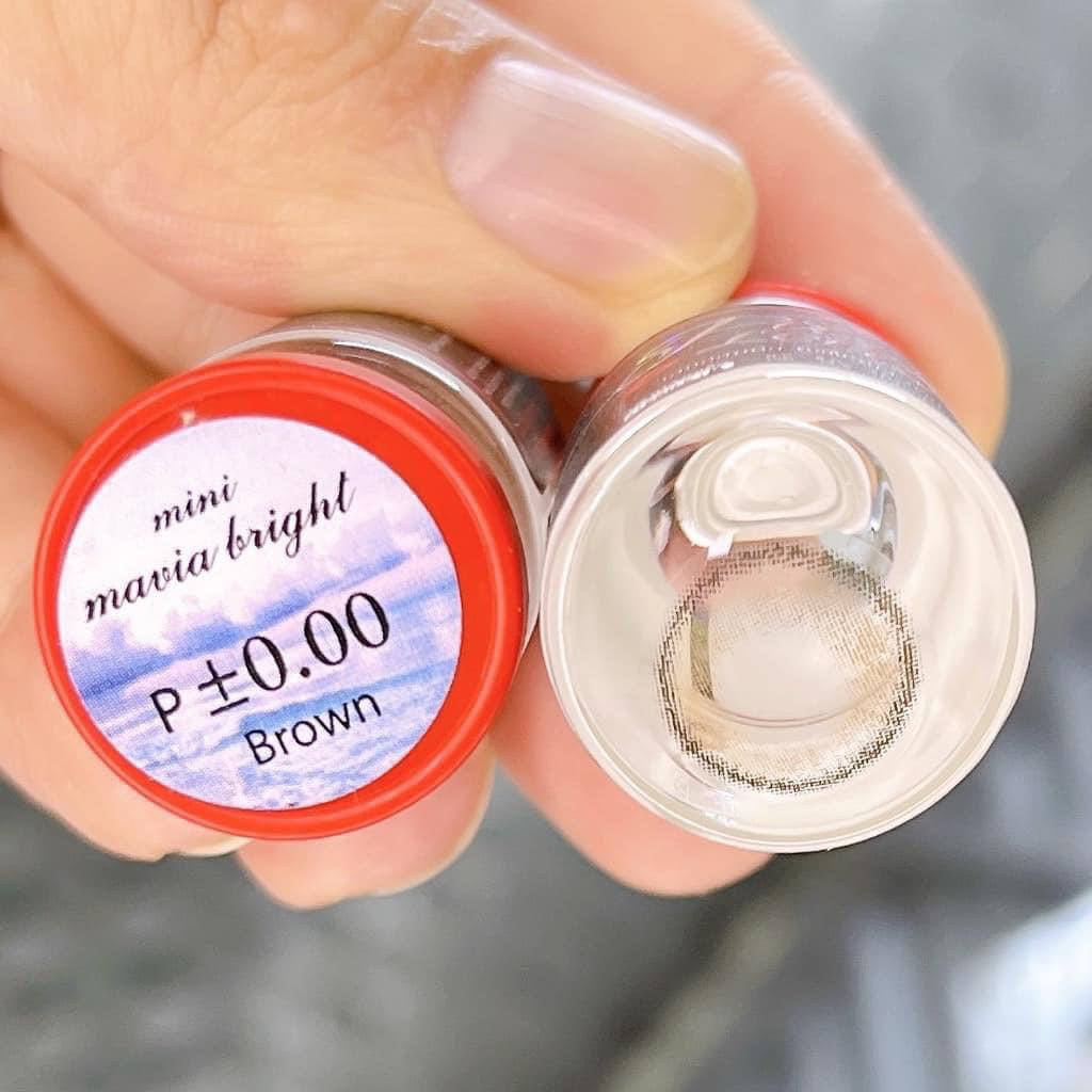 Lens Mắt Kính Áp Tròng 0 Độ Màu Mini Mavia Bright Brown [Hàng Thái]