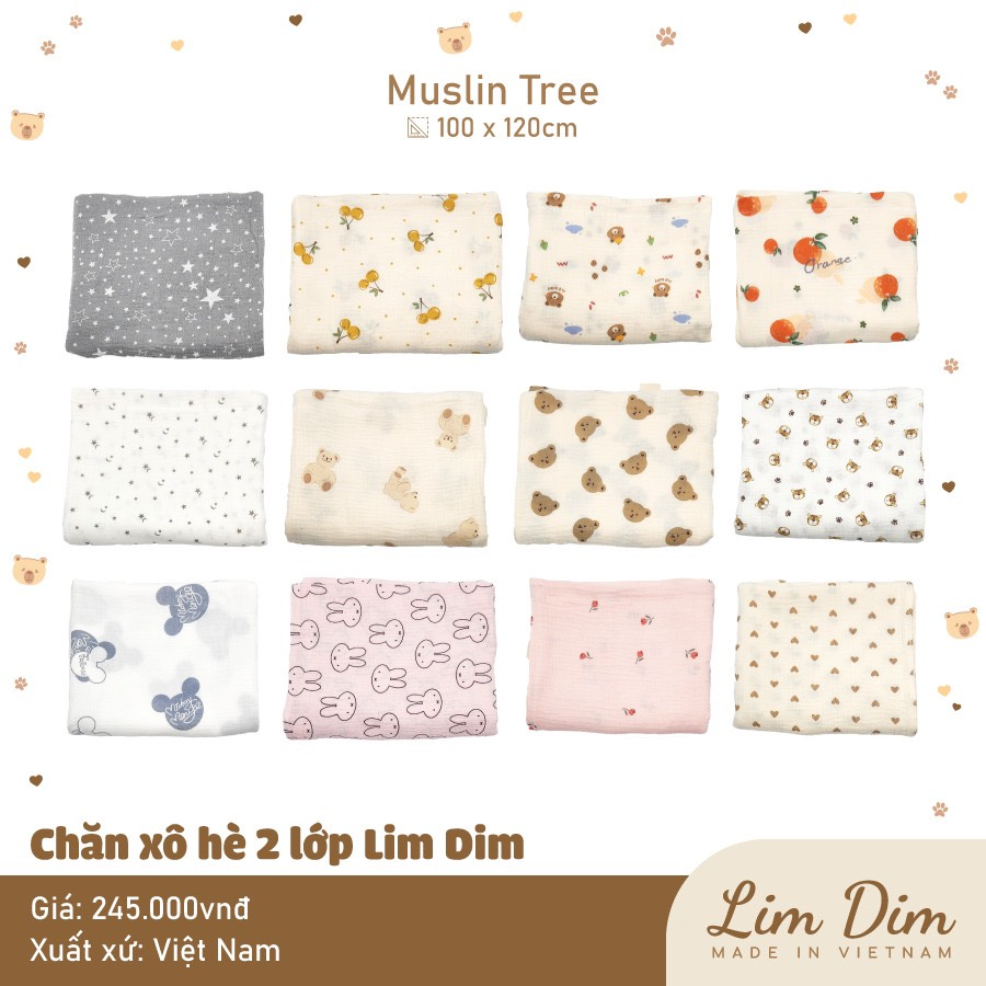 Khăn xô đa năng 2 lớp Lim Dim 100x120cm