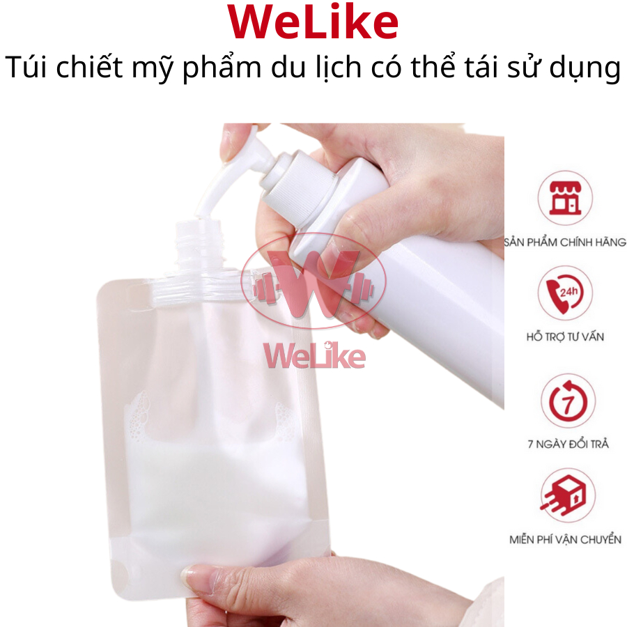 Túi chiết mỹ phẩm du lịch Welike chiết sữa tắm dầu gội 100ml 50ml 30ml tiện lợi trong suốt có nắp nhựa sử dụng nhiều lần