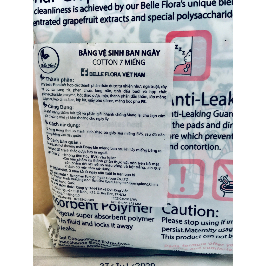 Combo băng vệ sinh BELLE FLORA Ugly zoo ban ngày, 3 gói.