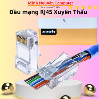 Hạt đầu mạng RJ45 xuyên thấu Tenda - Dùng bấm đầu cho dây mạng cat5 cat5E Cat6 Cat6E