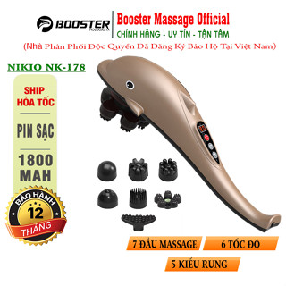 Máy Massage Cá Heo Cầm Tay Pin Sạc Nikio NK-178 - 7 Đầu Massage, 5 Chế Độ - 6 Cường Độ Massage