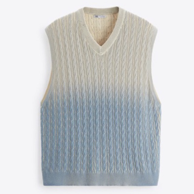 Áo gi lê nam Zara authentic CABLE-KNIT VEST size S-M