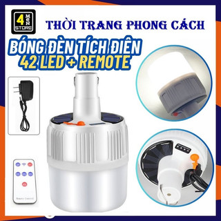 Bóng đèn led tròn tích điện siêu sáng có điều khiển từ xa 100w - bóng đèn led tích điện sạc pin kèm remote 5 chế độ sáng