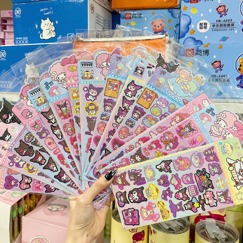 Sticker Gấu Dâu Lotso Bear Kim Tuyến Hình Dán Trang Trí - 1 Tấm