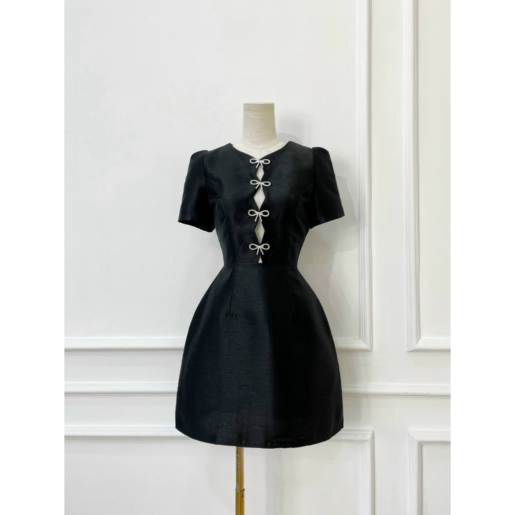 Đầm dự tiệc tafta phối nơ đá sang trọng