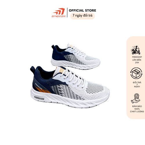 Giày thể thao nam, giày chạy bộ thoáng khí Keep Fashion vải sợi đế cao su phong cách Hàn quốc xanh sẫm