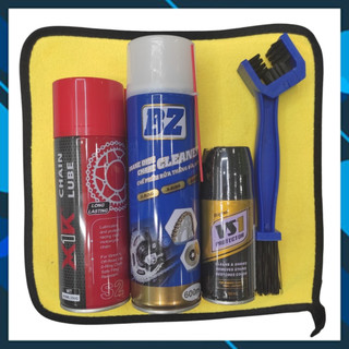 Combo vệ sinh và bảo dượng nsd : rửa sên bz + dưỡng xích x1r + nhưa nhám vs1 120ml + bàn chải chà sên + khan 30x30
