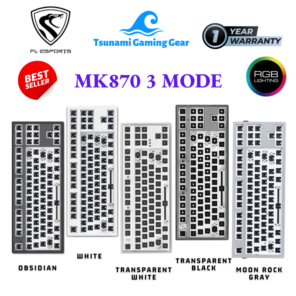 Kit phím cơ FL-Esports MK870 3 MODE RGB/ Hotswap/ Wireless/ Bluetooth/ sẵn foam - BH 12 tháng