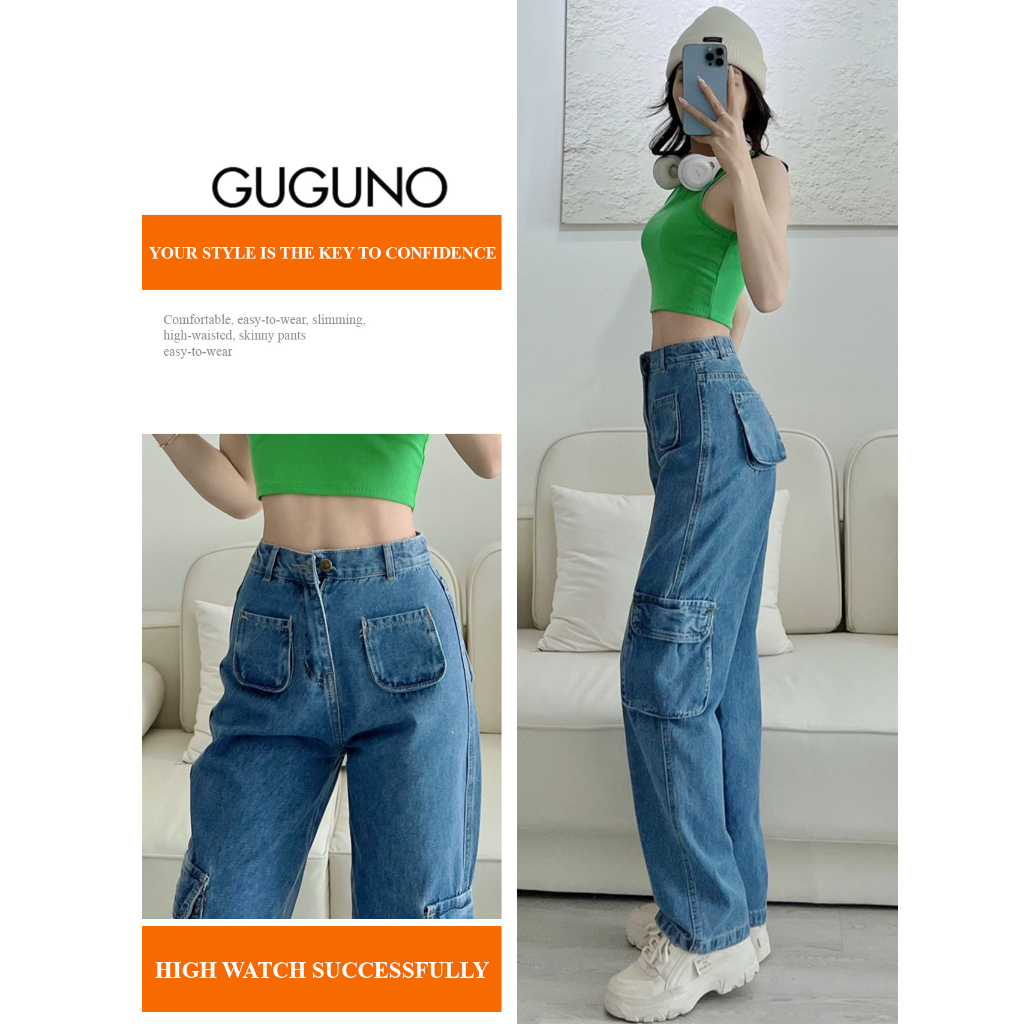 Quần jean ống rộng Guguno nữ (quần jeans nữ, quần jean nữ, quần rin nữ, quần bò nữ)