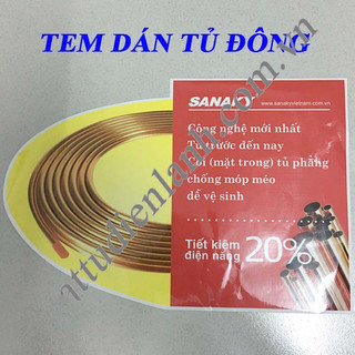 Tem dán tủ đông sanaky, tem năng lượng sakaky