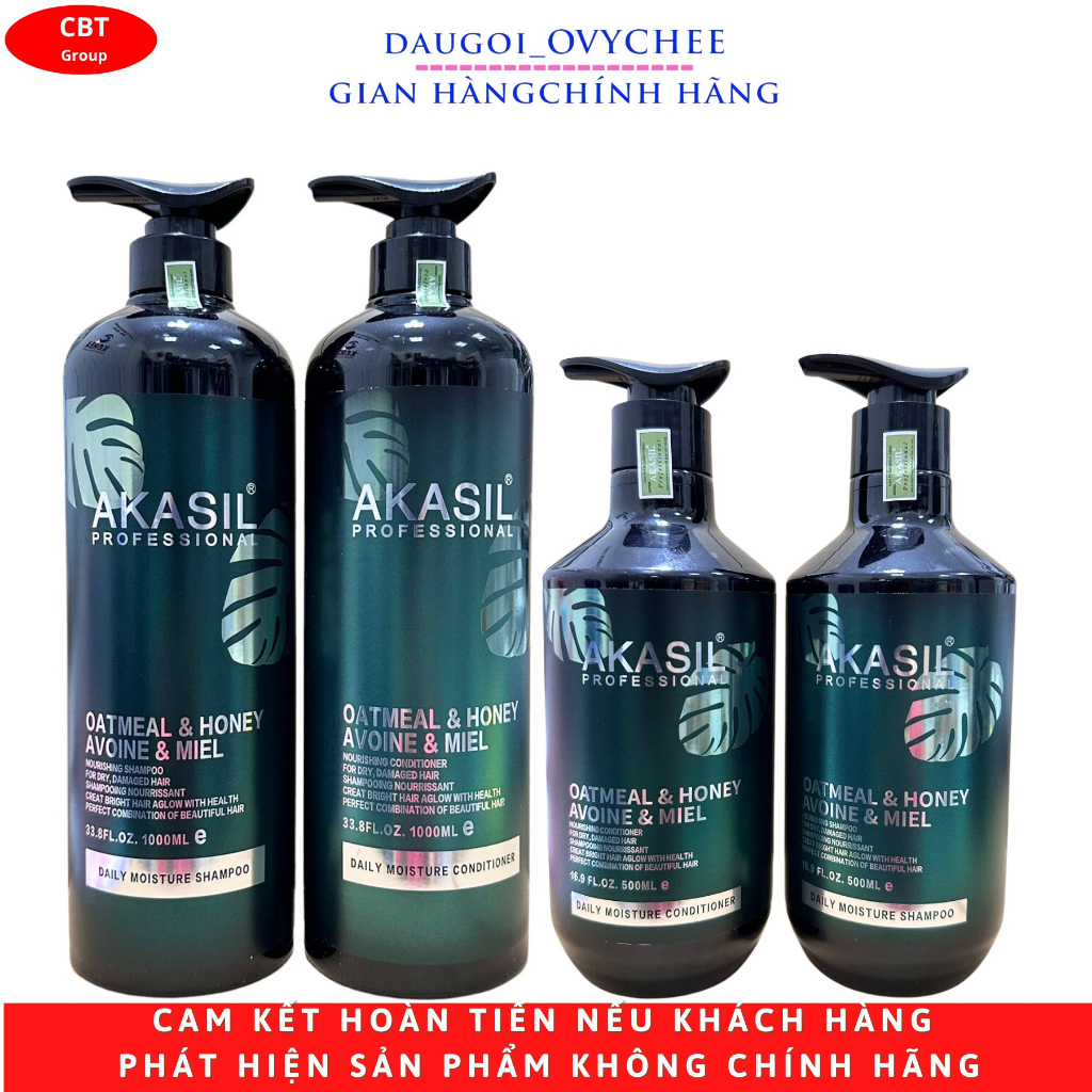Dầu Gội Dầu Xả Akasil 500ml - 1000ml Ngăn Dầu, Ngăn Gầu, Ngăn Rụng Phục Hồi Tái Sinh Mầm Tóc Siêu Mềm Mượt Chính Hãng