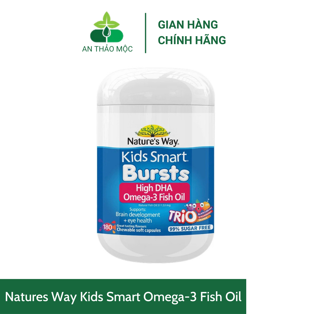 Natures Way Kids Smart  Omega-3 Fish Oil. Bổ Sung DHA,EPA Phát Triển Trí Não,Mắt Cho Bé Từ 6 Tháng