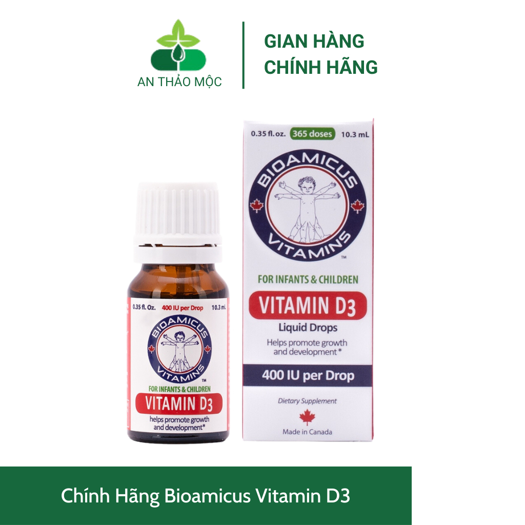 Chính Hãng Bioamicus Vitamin D3 400 Iu/giọt Dùng Cho Trẻ Sơ Sinh Trong 365 Ngày