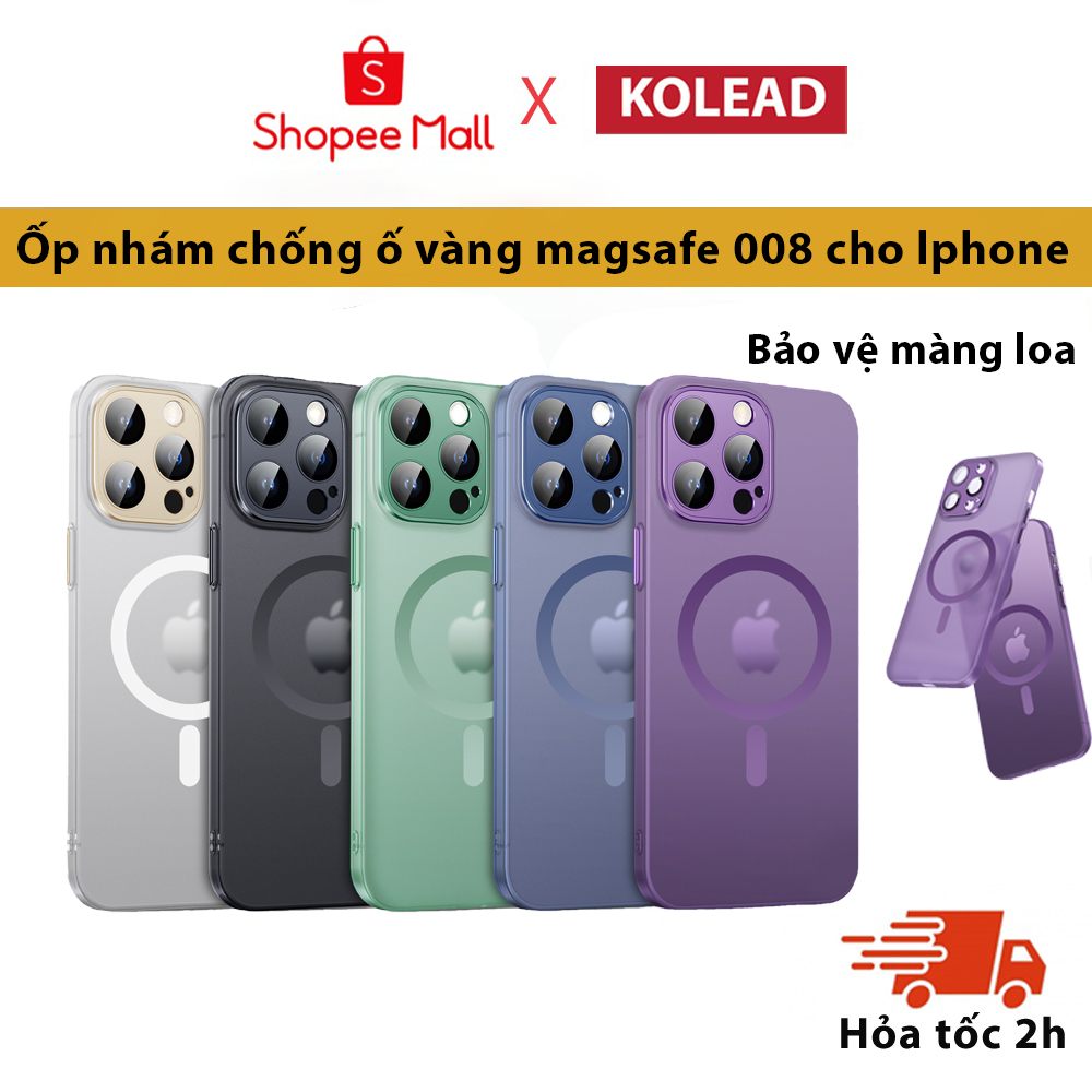 Ốp điện thoại nhám chống ố vàng, chống vân tay KOLEAD 008 hỗ trợ sạc không dây dành cho iph 12 13 14 pro promax plus