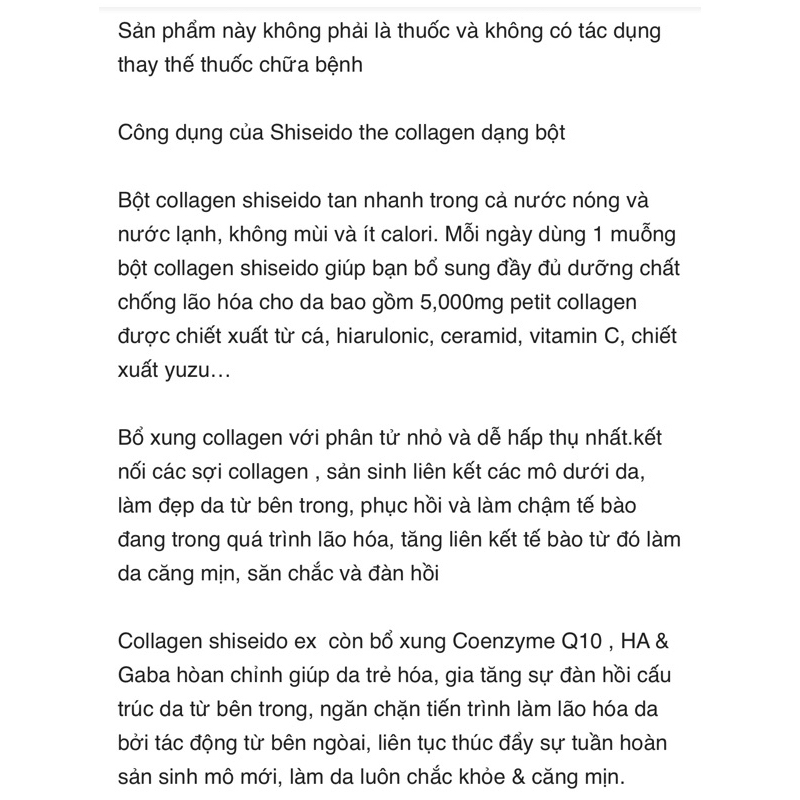 The Colagen Shiseido Dạng bột Nhật Bản 126g