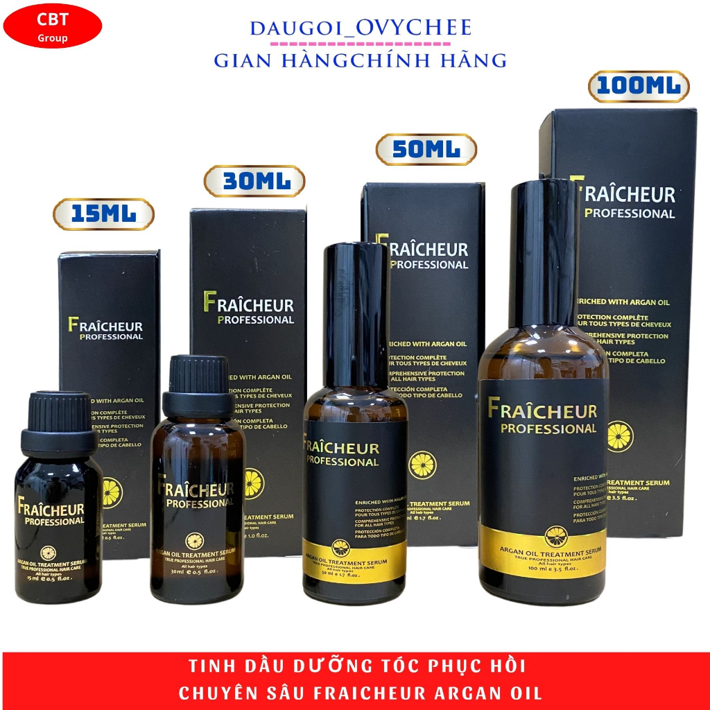 TINH DẦU FRAICHEUR ARGAN OIL TREATMENT SIZE: 15ML- 30ML- 50ML- 100ML DƯỠNG BÓNG PHỤC HỒI TÓC KHÔNG BẾT NHỜN THƠM SANG