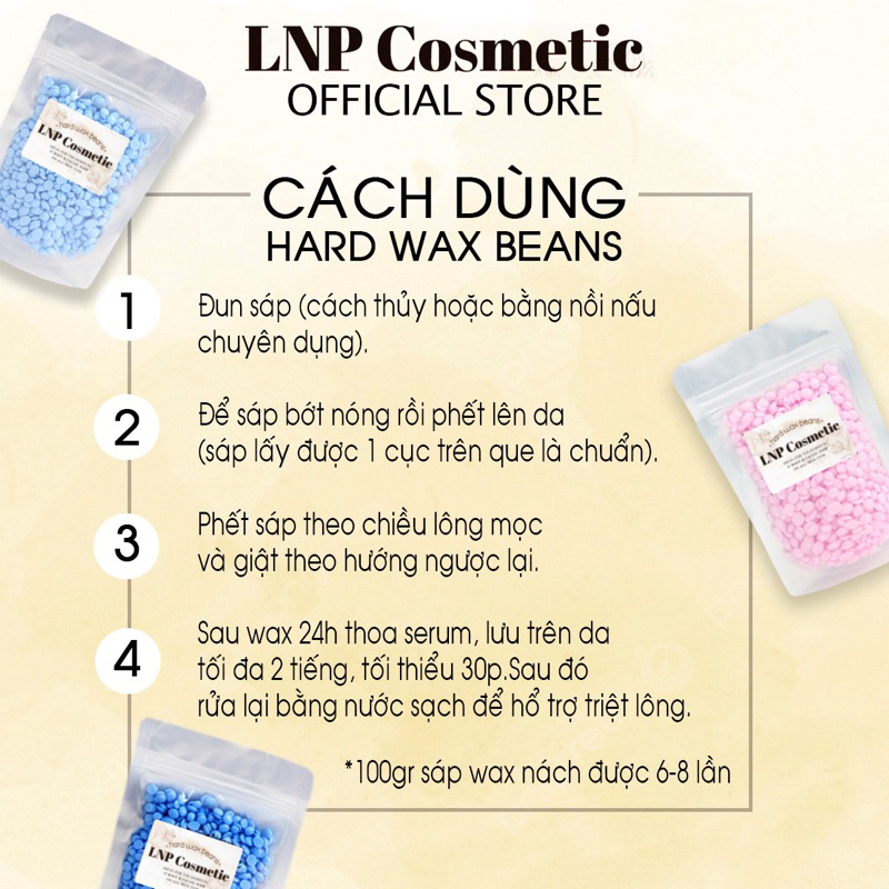 Sáp vụn wax lông nóng hard wax bean loại 1 tặng kèm que gỗ và cột tóc- lnpcosmeyic.vn