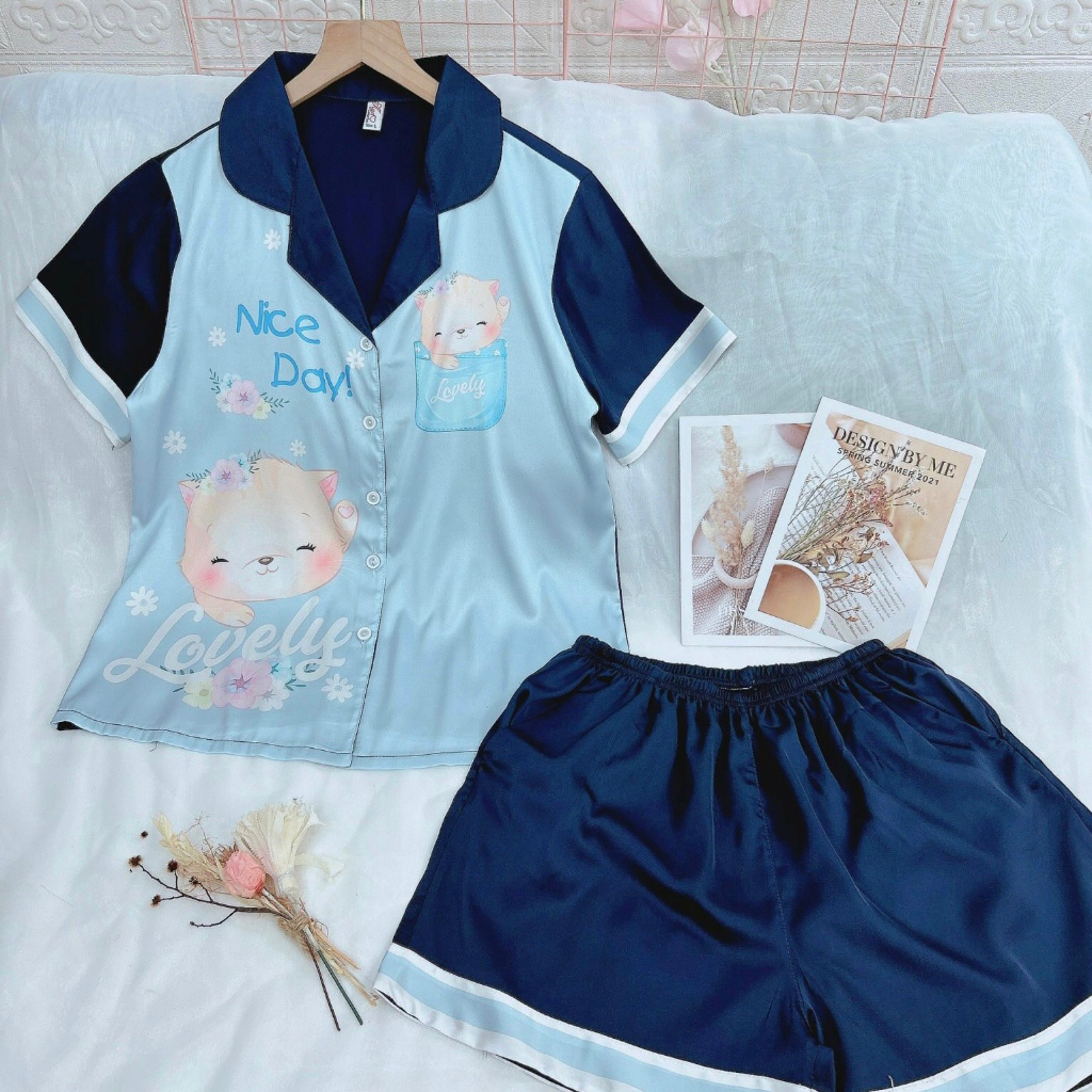 Pijama đùi thiết kế chất lụa latin mát lạnh cao cấp