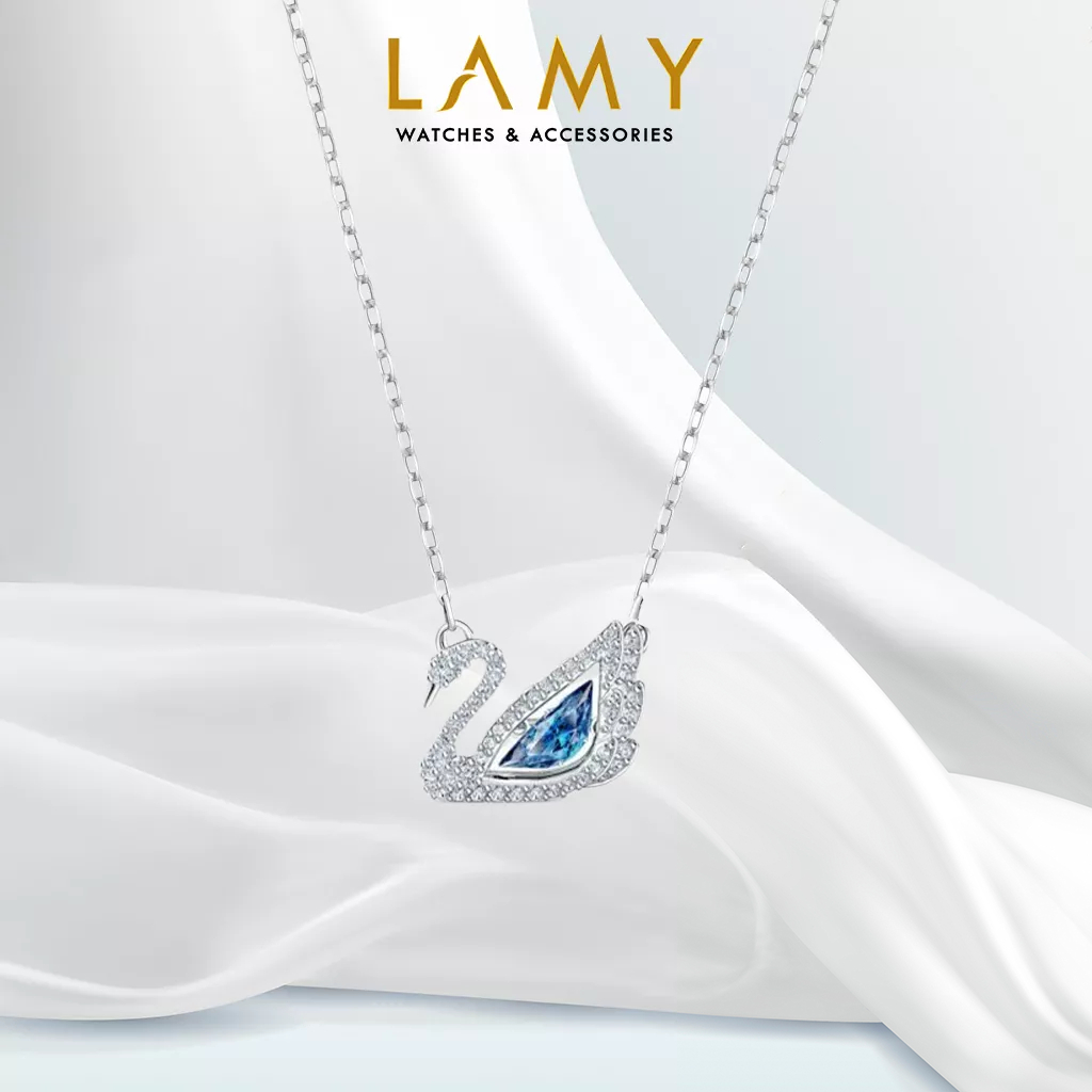 Dây chuyền thiên nga CDE Dancing Swan Necklace Blue CDE6052BU - Dây chuyền bạch kim