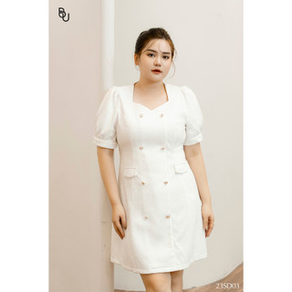 Đầm cổ lượn tay ngắn 2 hàng cúc BIGSIZE (55kg đến 95kg) - 23SD03 - [BUstu Bigsize]