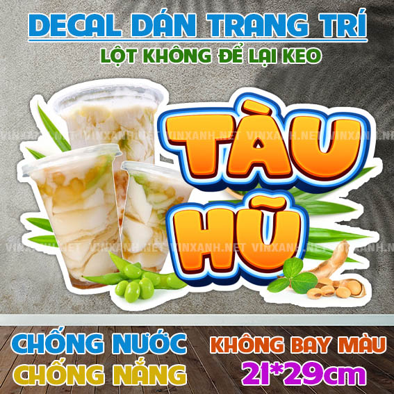 TÀU HŨ decal dán trang trí tường, chống nước,không bay màu,dán tủ, decal dán kính,xe đẩy,21x29cm - cắt bế sẵn