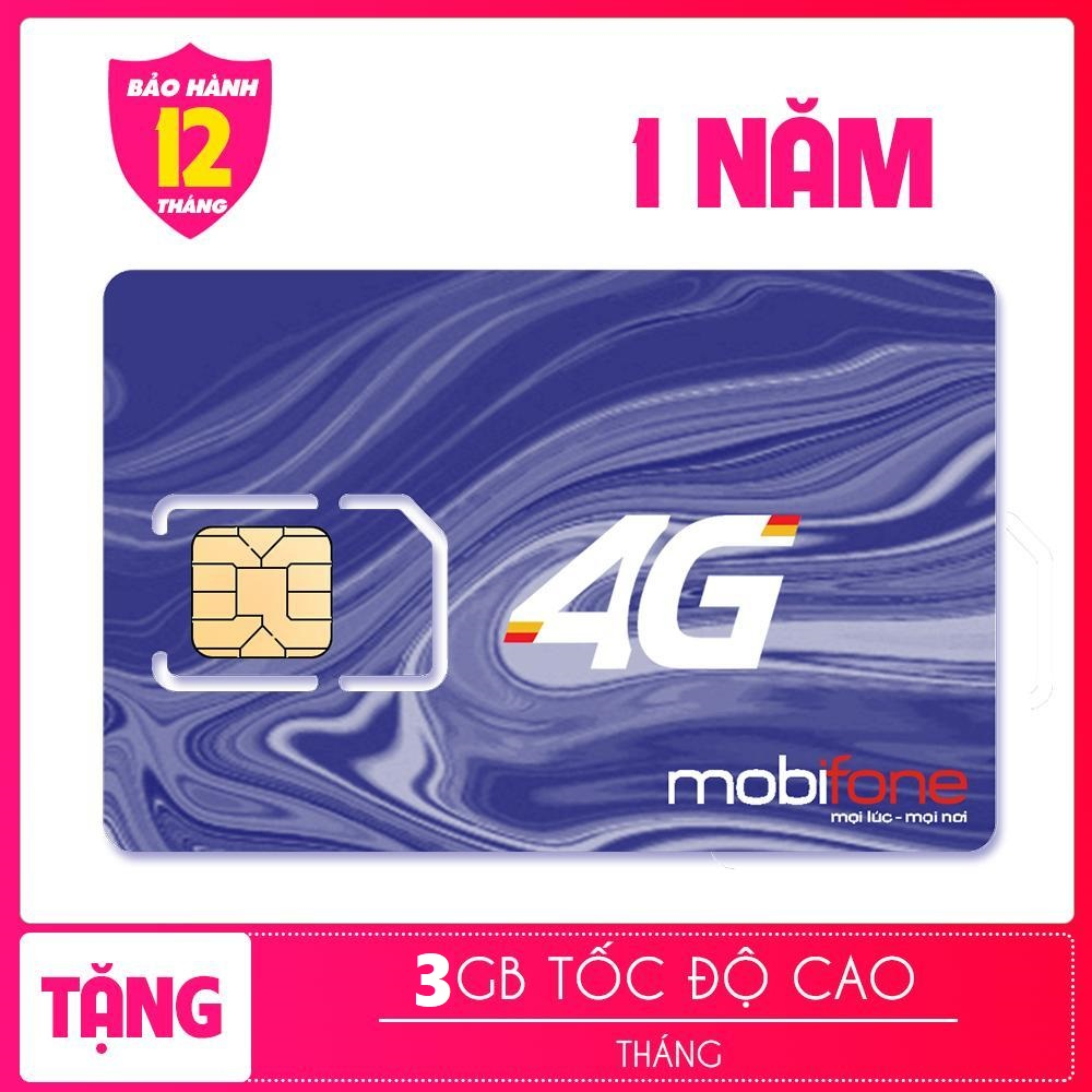 Sim 4G Mobifone MDT255 dùng DATA trọn gói 1 năm không nạp tiền khuyến mãi mỗi tháng 3GB phù hợp với học sinh sinh viên