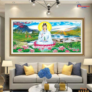 Tranh đính đá - tranh thêu chữ thập quan thế âm bồ tát